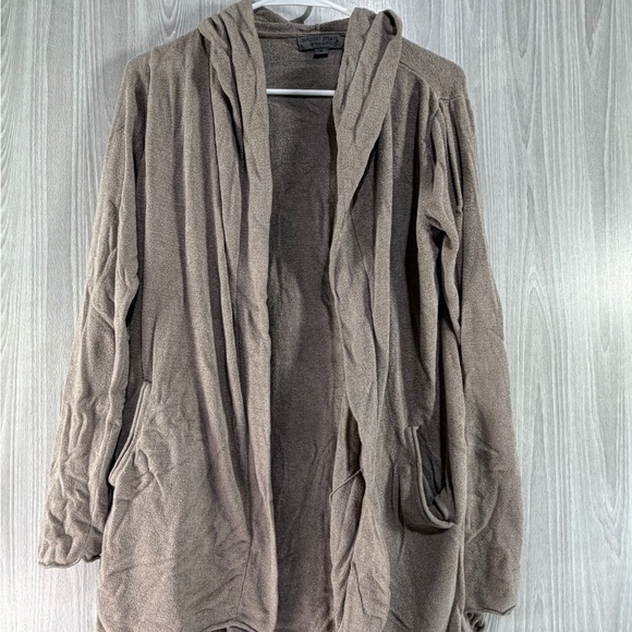 Barefoot Dreams Sweaters - Barefoot Dreams Cozychic Ultra Lite Open Front Hooded‎ Cardigan Beige Women’s M